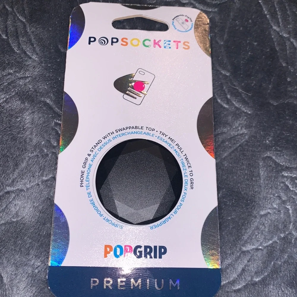 PopSockets Premium PopGrip Phone Grip & Stand - Metallic Diamond Black NEW